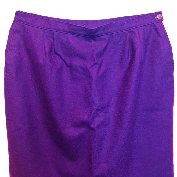 Pendleton Size 12 Purple Wool A Line Pencil Skirt Vintage 80s Lined Side Button - Picture 3 of 10